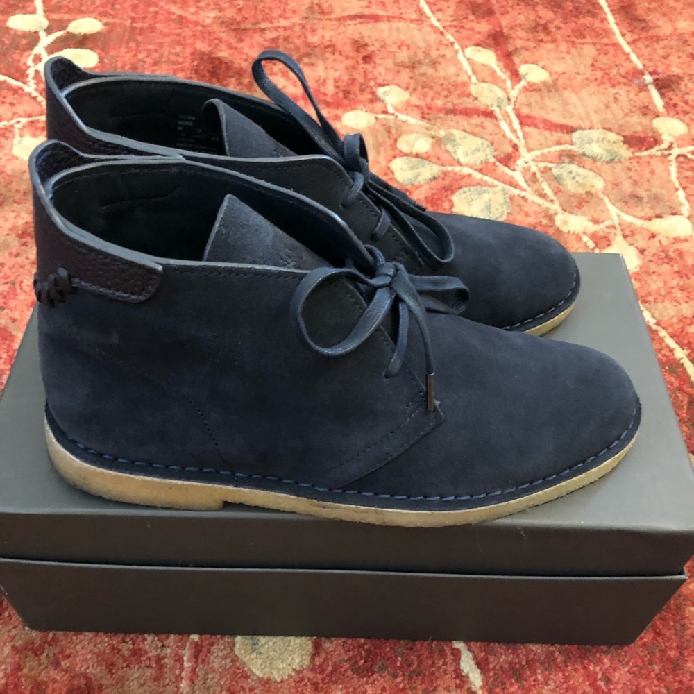 Coach Chukka Boots Dark Navy Suede Leather